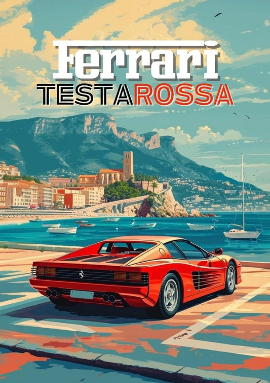 Affiche Ferrari Testarossa – Décoration murale vintage de voiture de sport italienne