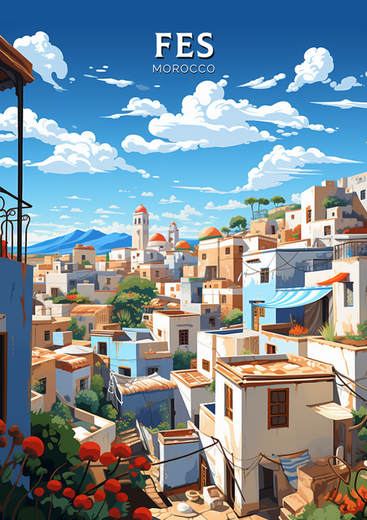Affiche Fès - Art rétro marocain