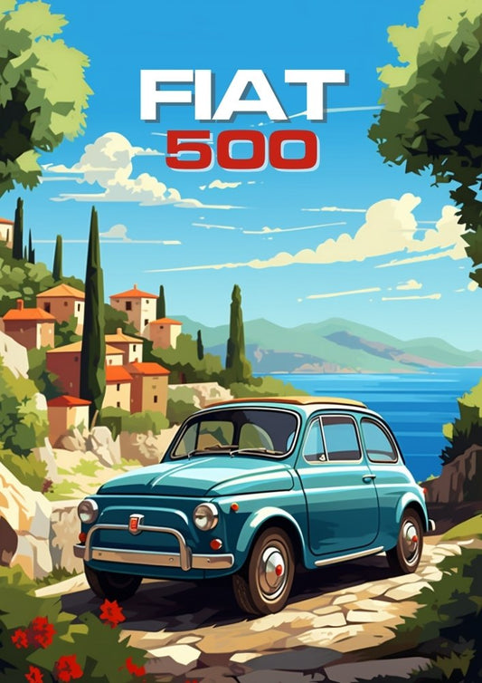 Affiche Fiat 500 – Décoration murale de voiture italienne classique