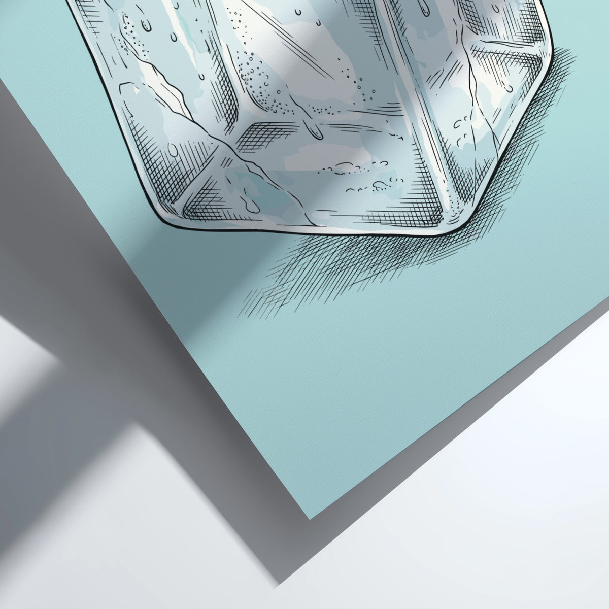 Poster featuring a graceful figure skater performing a spin on a large ice cube