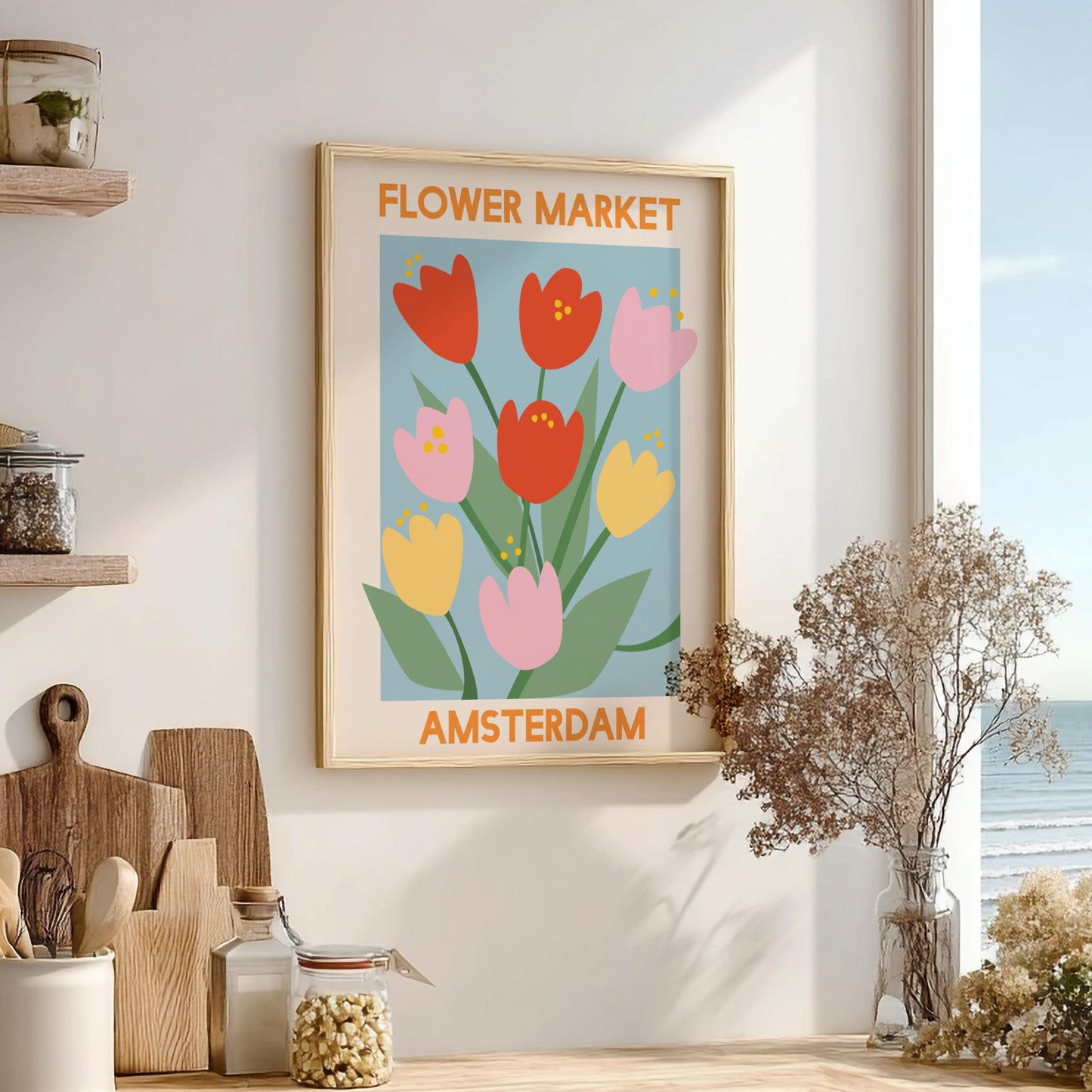 Floral Heritage Modern Art - The Flower Market Amsterdam Wall Print