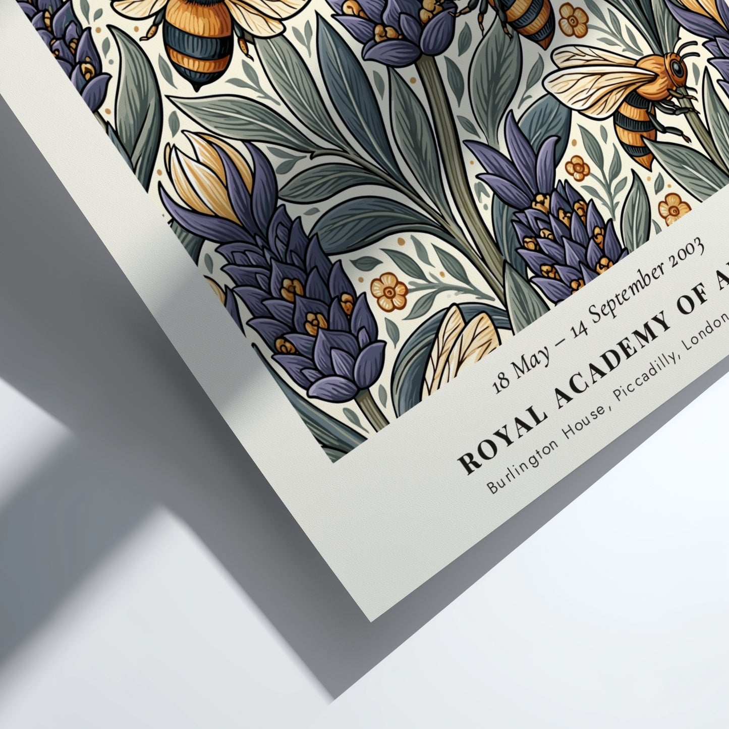 William Morris poster featuring vibrant flowers and foliage in botanical art style
