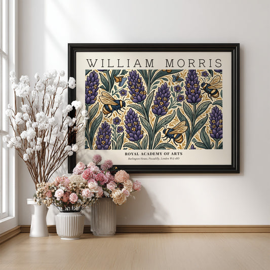 Flowers & Foliage wall art print featuring purple flowers and green foliage in a botanical style