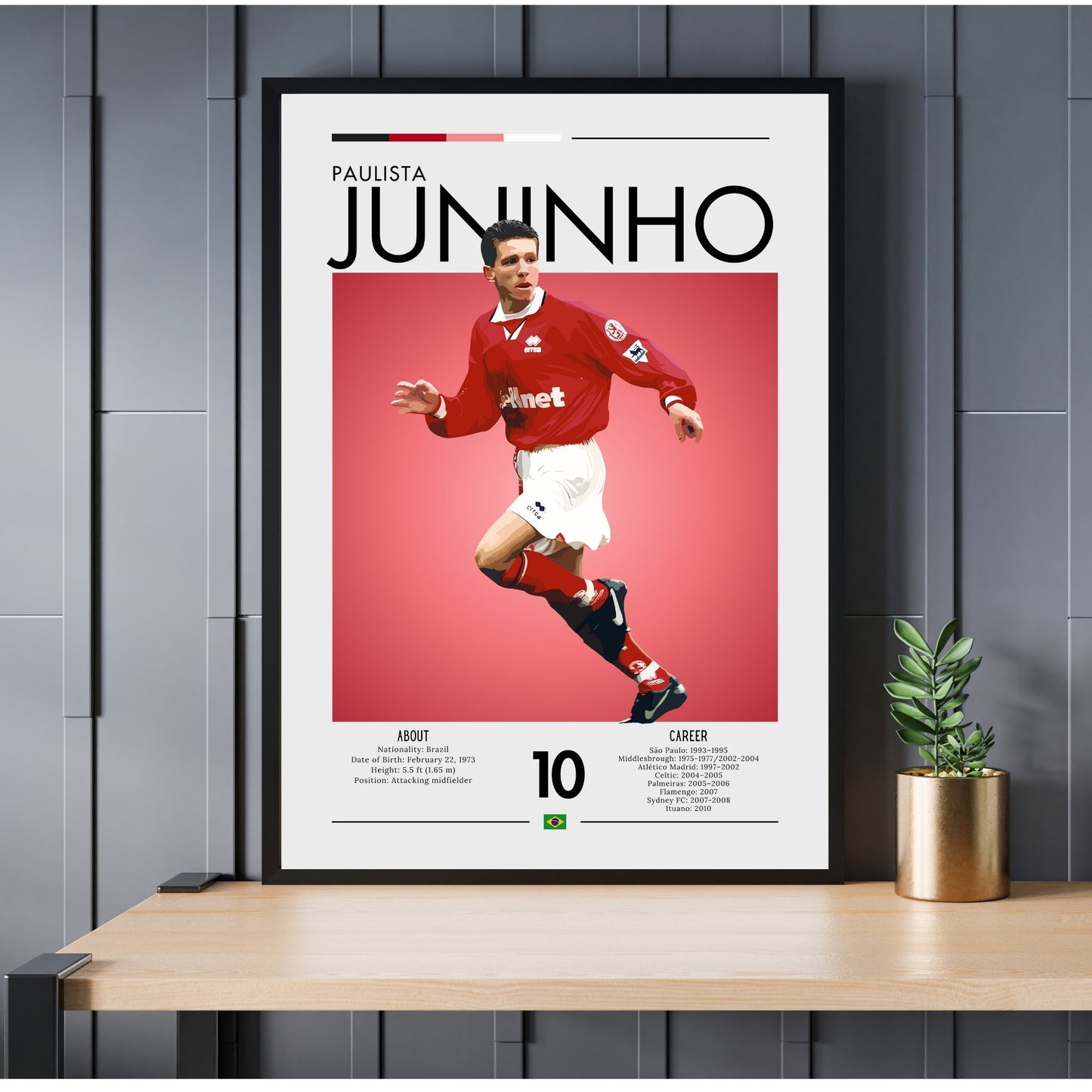 Juninho Paulista Poster - Legendary Brazilian Football Print