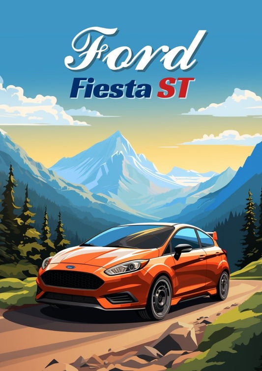 Affiche murale Ford Fiesta ST – Voiture de sport à hayon