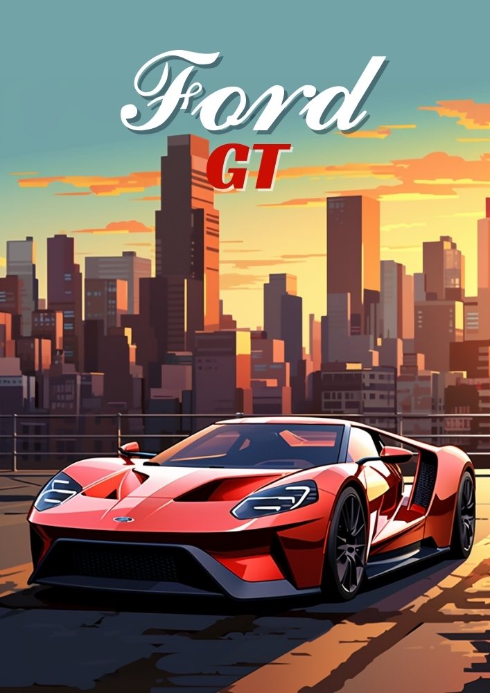 Affiche Ford GT – Impression murale de supercar pour les passionnés de course