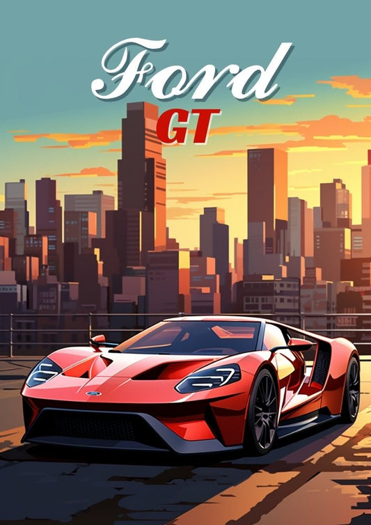 Affiche Ford GT – Impression murale de supercar pour les passionnés de course