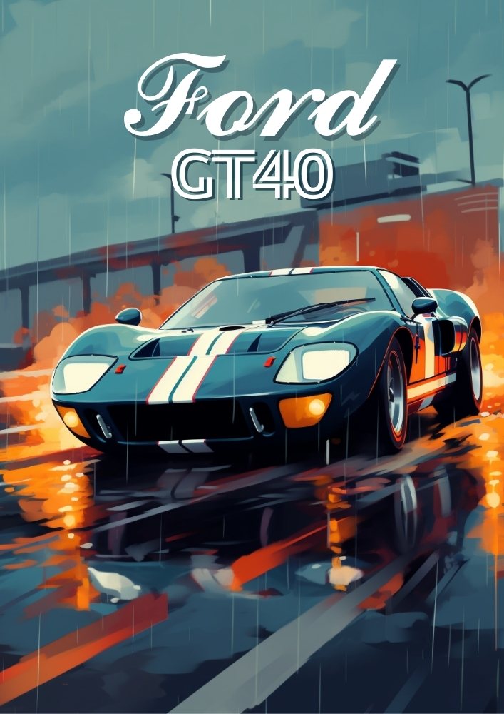 Ford GT40 Poster – Iconic Classic Racing Car Wall Art Print