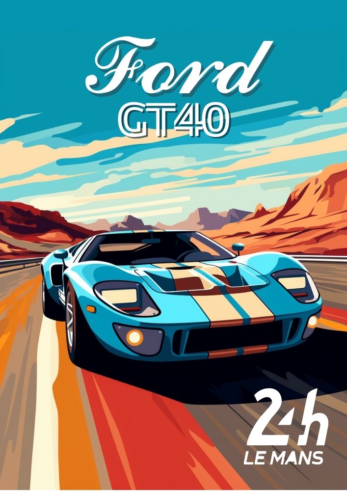 Ford GT40 Poster – 1960s Le Mans Icon Wall Art
