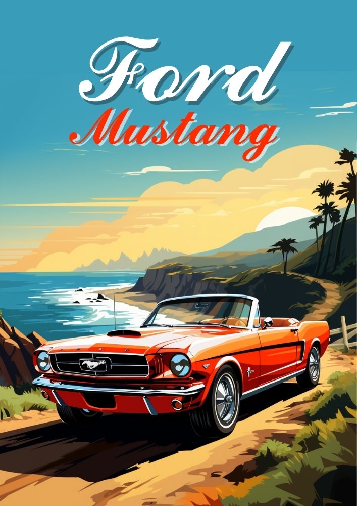 Ford Mustang 1965 Print – Classic American Muscle Car Wall Art Poster