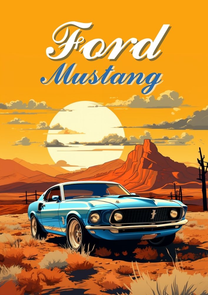 Ford Mustang 1969 Print – Classic American Muscle Car Wall Art Poster