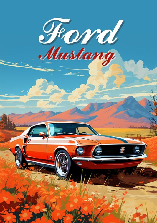 Affiche Ford Mustang 1970 – Impression d'art mural classique