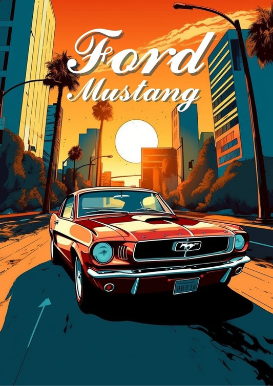 Affiche Ford Mustang – Impression d'art mural classique de muscle car américain