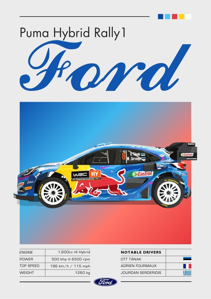 Ford Puma Hybrid Rally1 Poster – Modern WRC Hybrid Rally Car Print