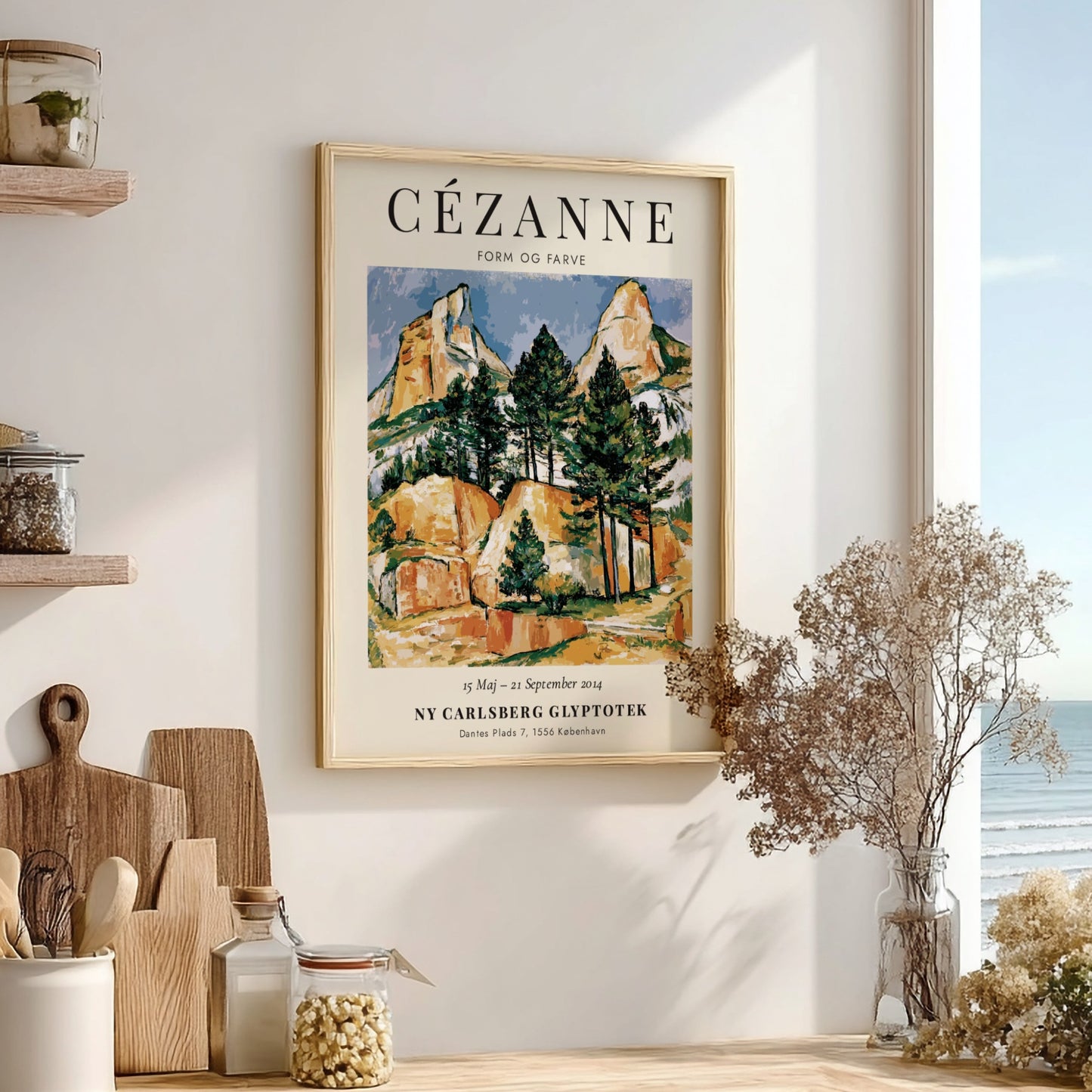 Cézanne Exhibition Poster featuring Form og Farve landscape art with vibrant greens and earthy tones