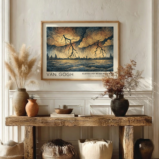 Fox Autumn Wheat poster featuring Van Gogh's landscape art with vibrant colors and dramatic clouds