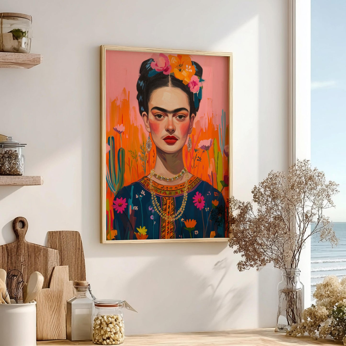 Floral Surrealism Modern Art - The Frida Kahlo Inspired Wall Print