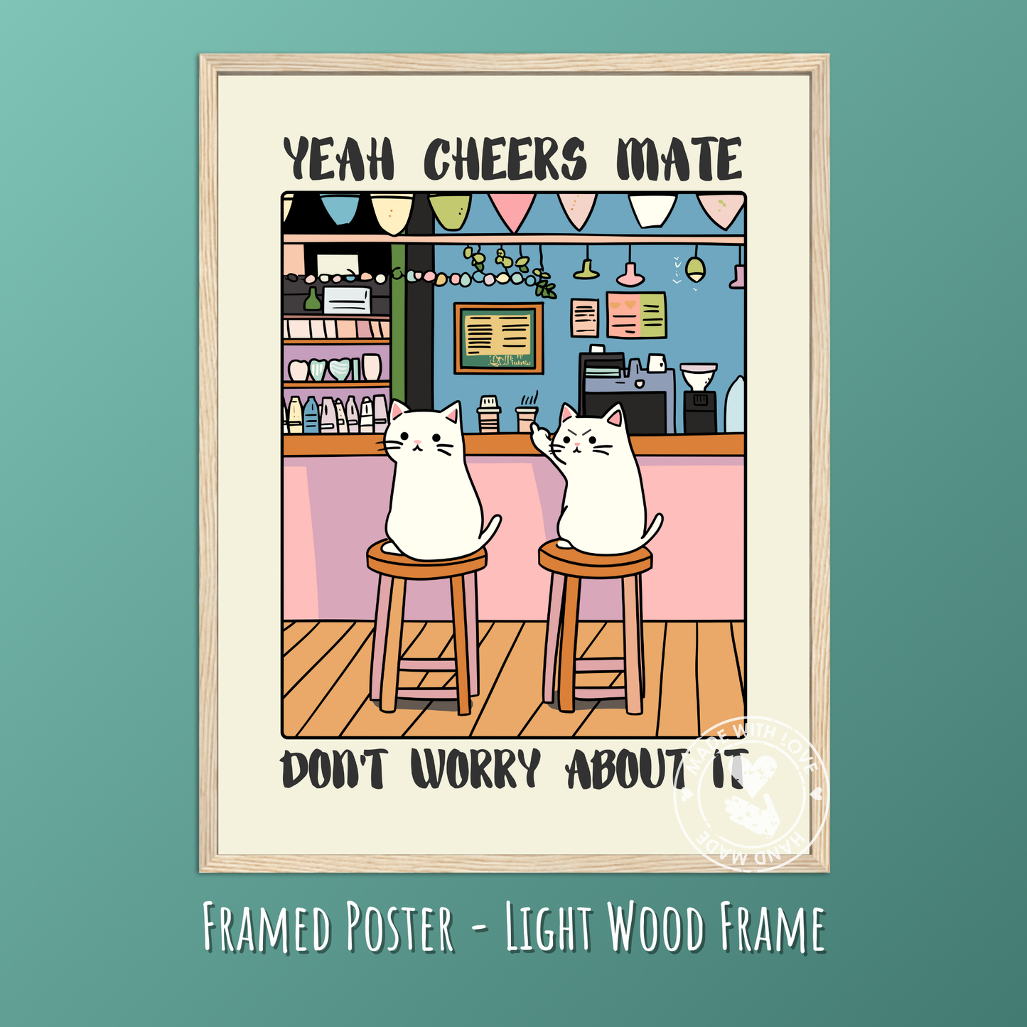 Vintage-Style Drinking Art, Quirky Cat Illustration, Cheers Mate Print, Pub Wall Decor, Humor Cat Gift