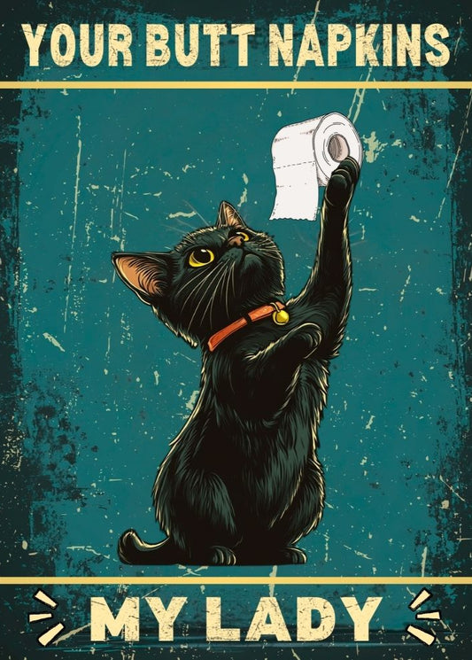 Serviettes de toilette, ma belle ! - Affiche de chat - Œuvre d'art pour la salle de bain