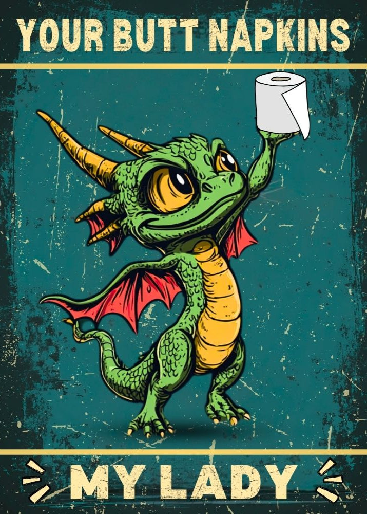 Funny Dragon Poster, Bathroom Print