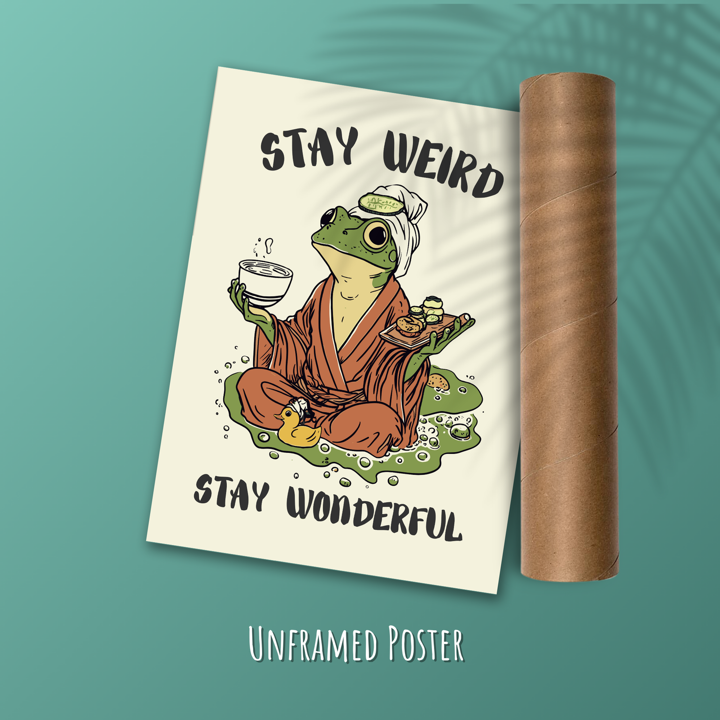 Stay Weird, Stay Wonderful, Whimsical Tea Print, Quirky Retro Animal Decor, Cute Frog Illustration
