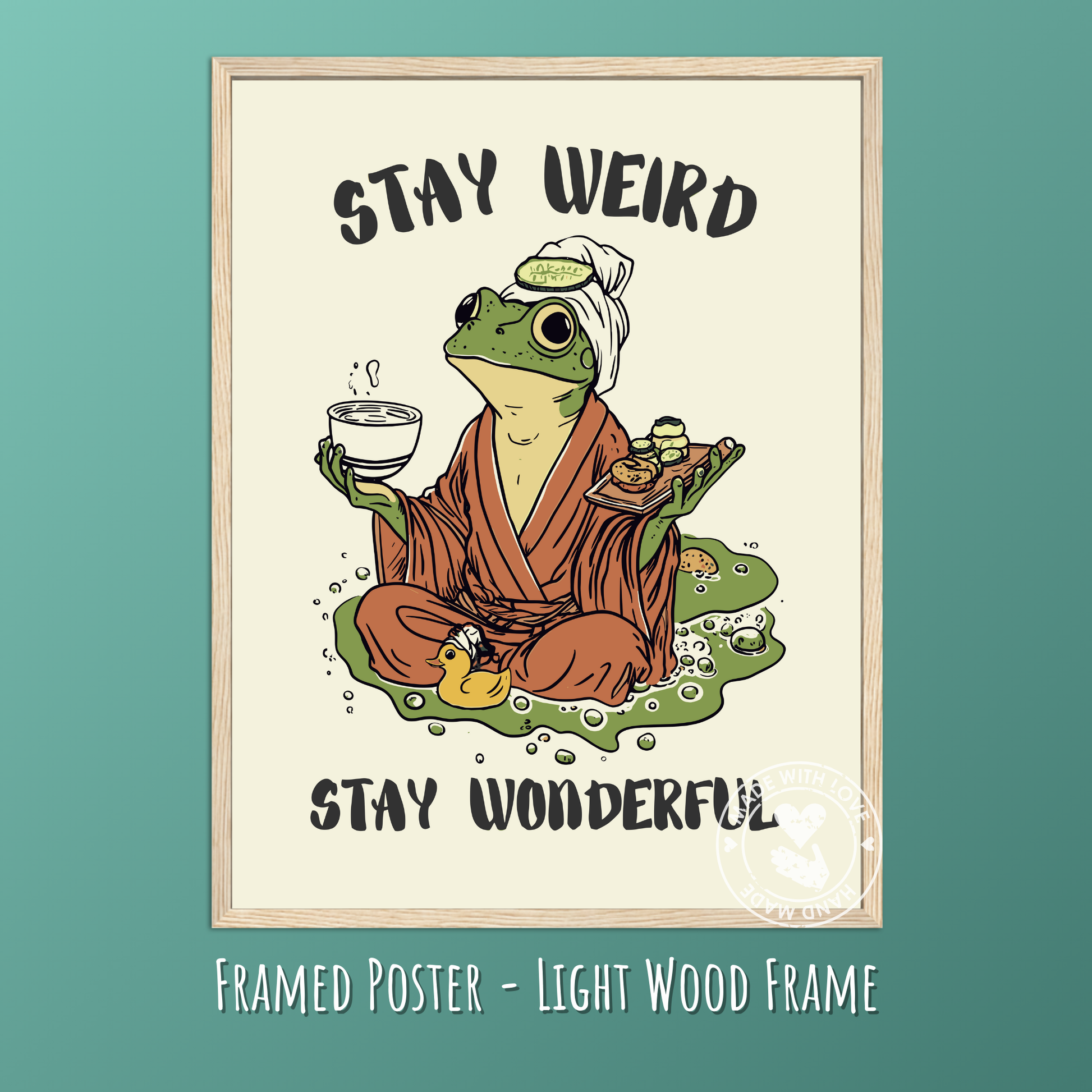 Cozy Cottagecore Wall Art, Whimsical Tea Print, Quirky Retro Animal Decor, Cute Frog Illustration