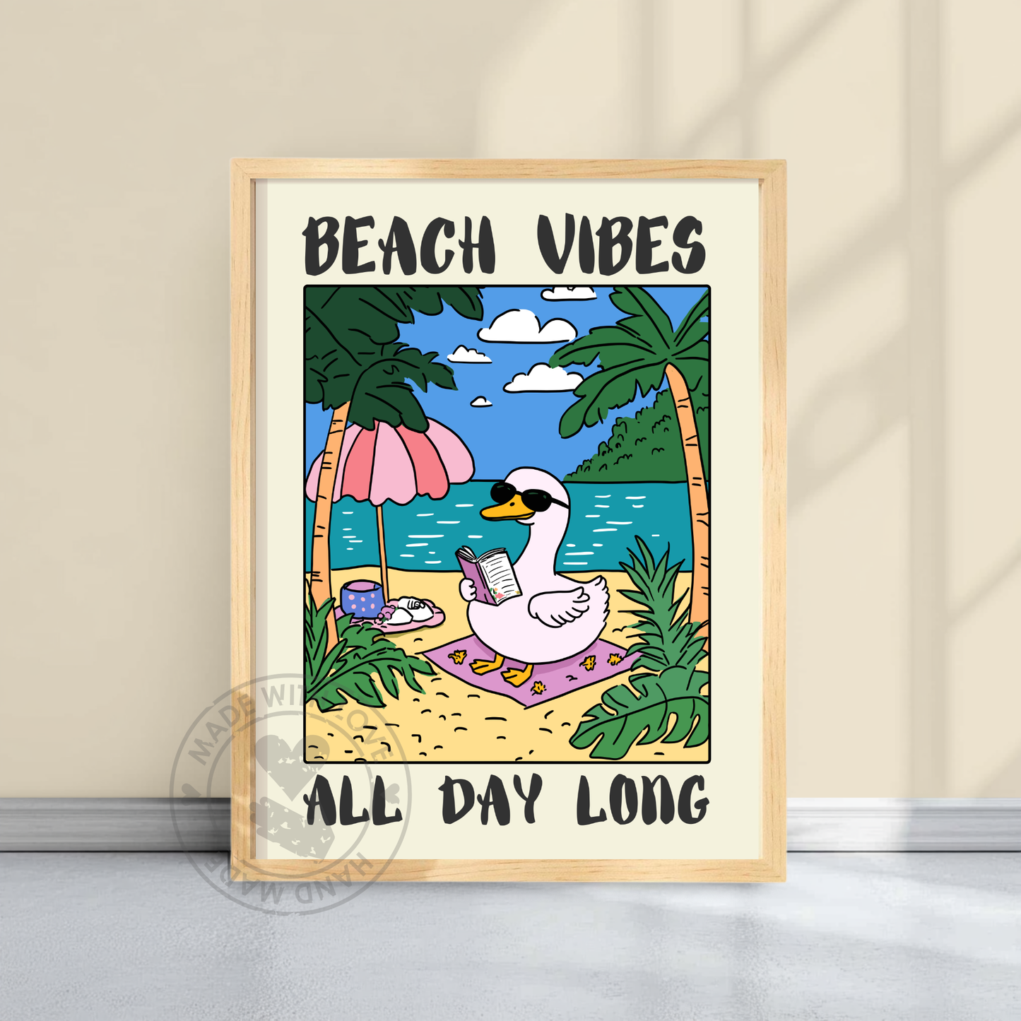 Quirky Animal Art, Whimsical Wall Decor, Cottagecore Aesthetic, Vintage Goose Print, Framed Poster, Light Wood frame, Dark Wood frame