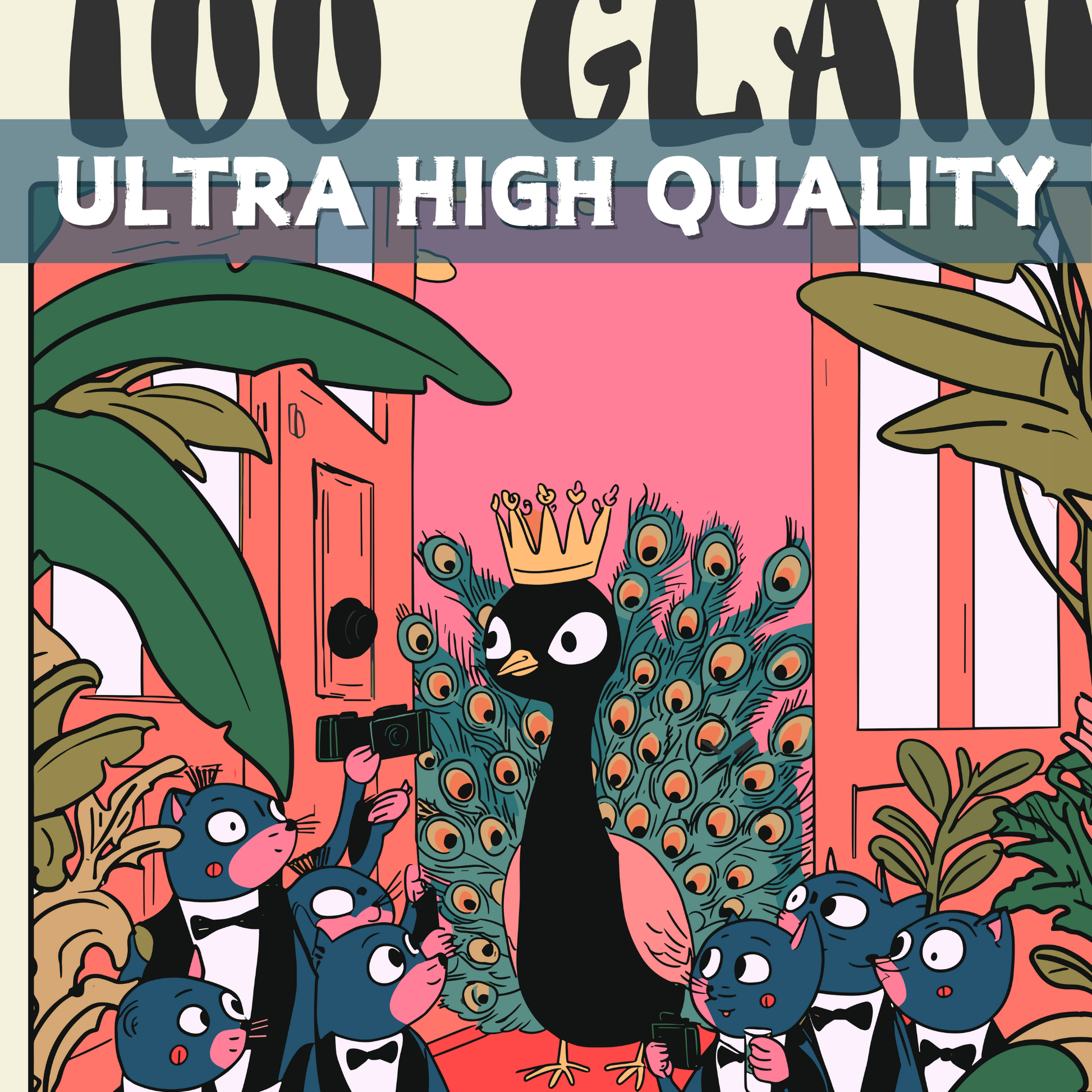 Too Glam to Give a Damn – Quirky Animal Art, Whimsical Wall Decor, Glamorous Bird Print