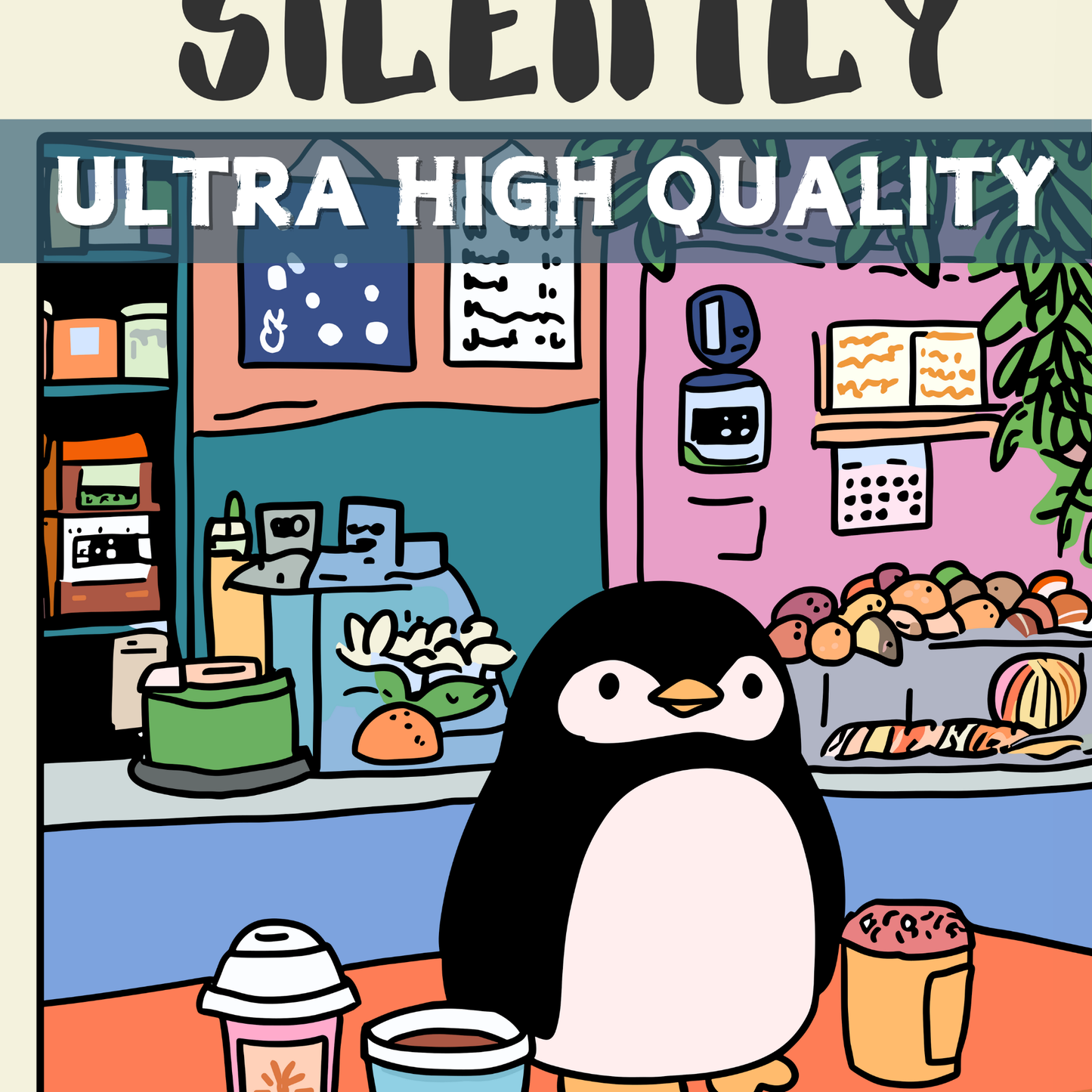 Silently Judging You – Funny Penguin Poster, Quirky Animal Art, Whimsical Wall Decor, Cottagecore Aesthetic, Vintage Penguin Print, Humor Poster