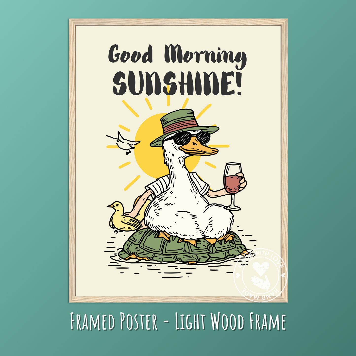 Good Morning Sunshine, Beach Vibes Wall Art, Quirky Animal Print, Coastal Decor, Summer Aesthetic, Tropical Seagull Art