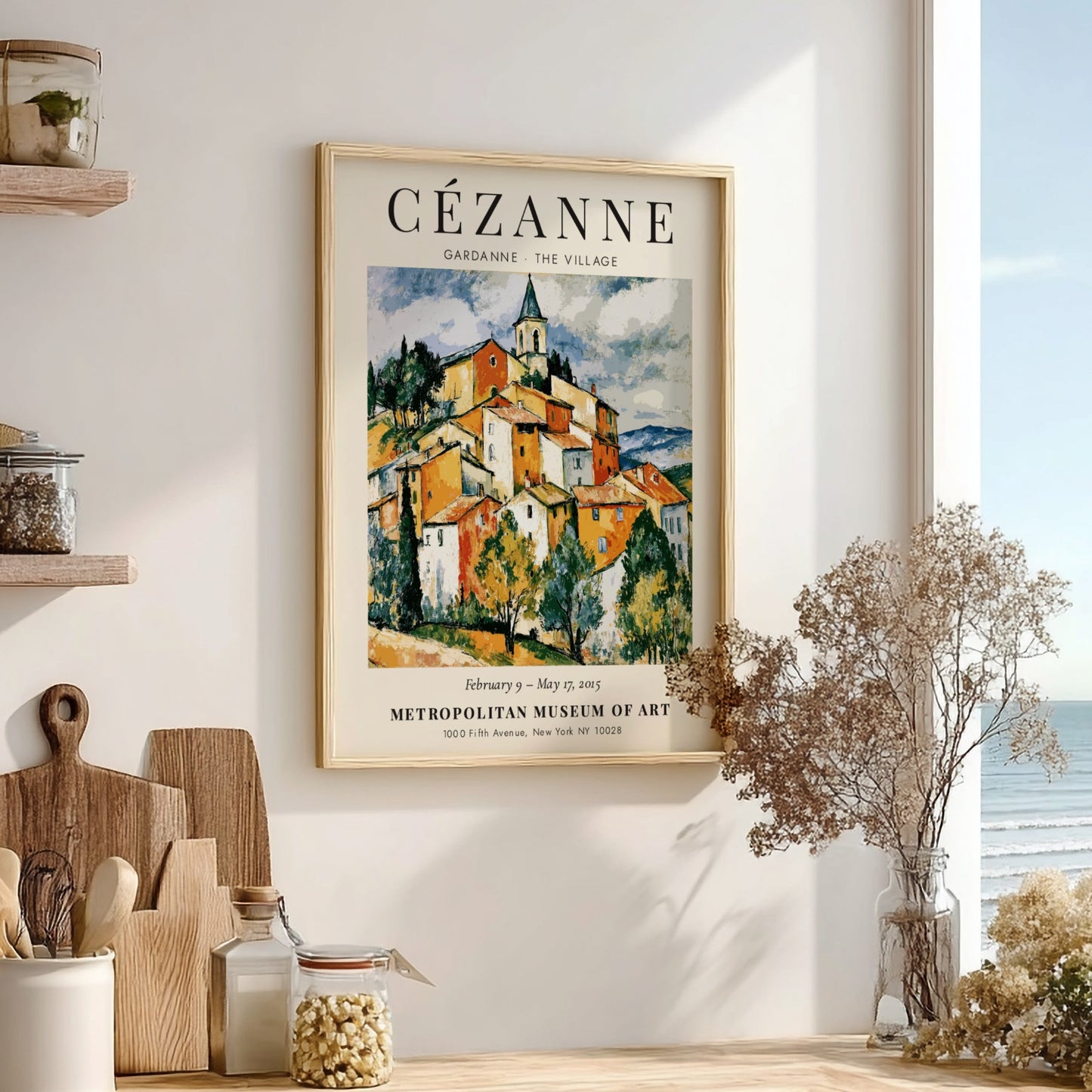 Cézanne exhibition poster featuring Gardanne The Village with vibrant colors and expressive brushstrokes