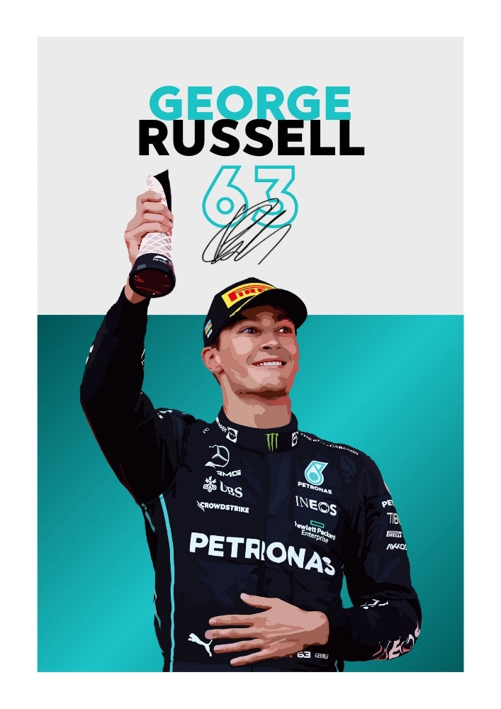 George Russell Mercedes F1 Poster – British Driver Wall Art