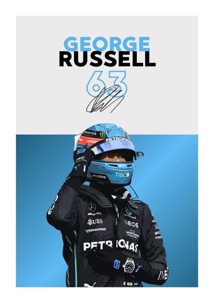 George Russell Mercedes F1 Poster – Rising Star Wall Art