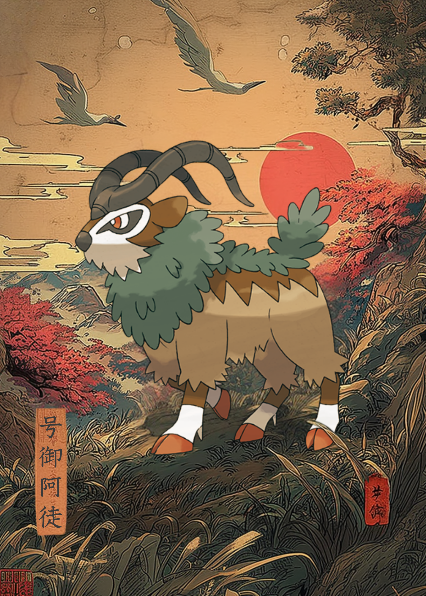 Gogoat Pokemon Print – Japanese Style Pokemon Wall Art – Brighton Posters