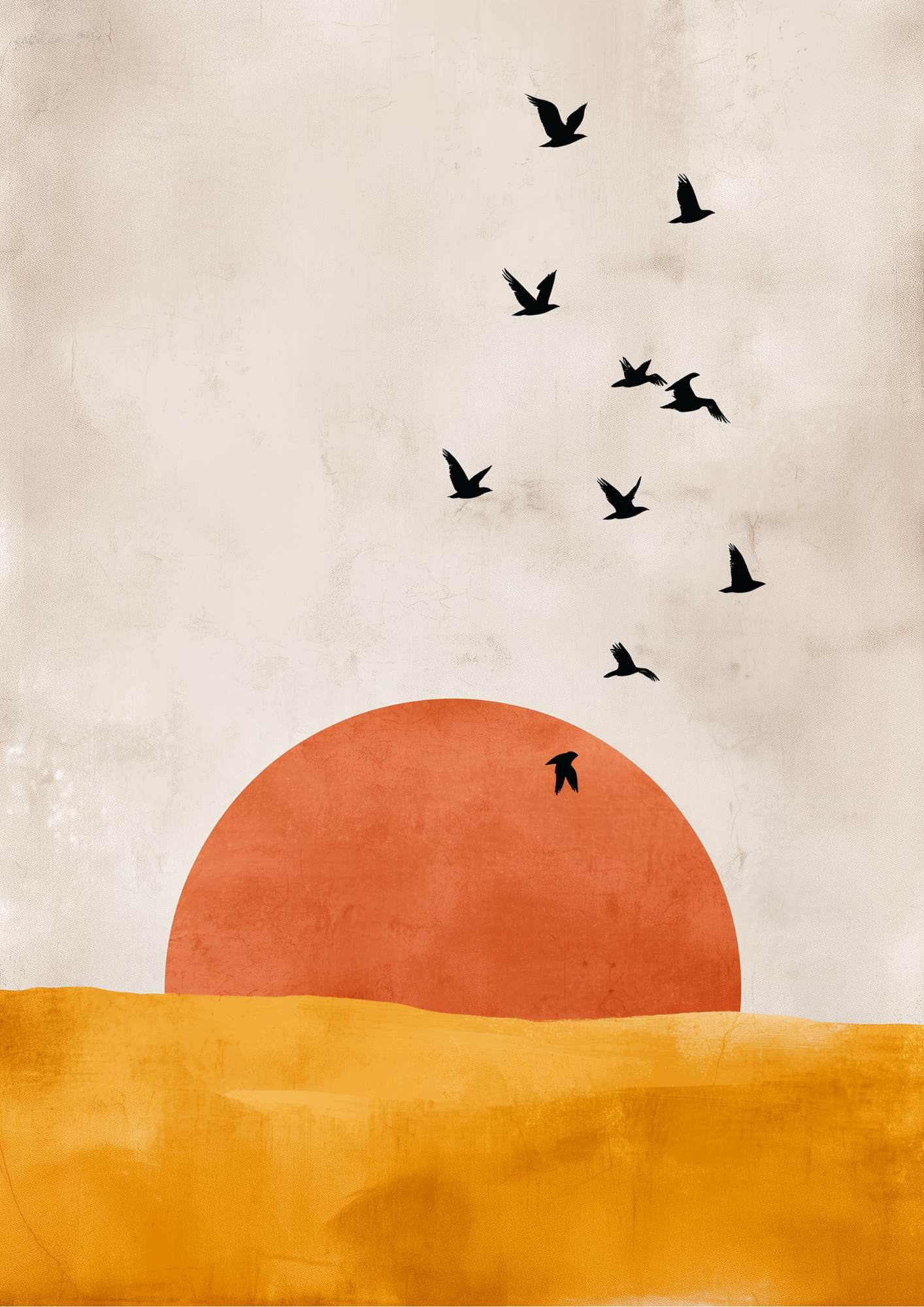 Golden Hour Glow Wall Art – Minimalist Nature Poster