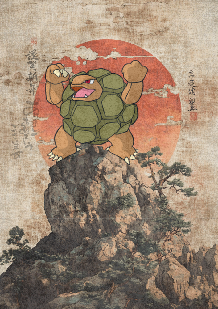 Affiche Pokémon Golem - Fan Art Pokémon de style japonais