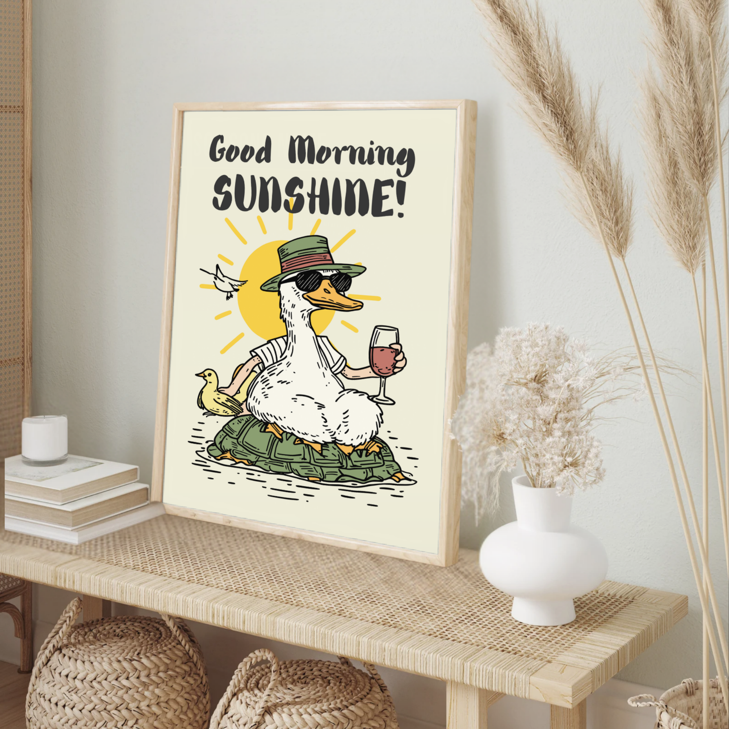 Funny Seagull Poster, Beach Vibes Wall Art, Quirky Animal Print, Coastal Decor Tropical Seagull Art