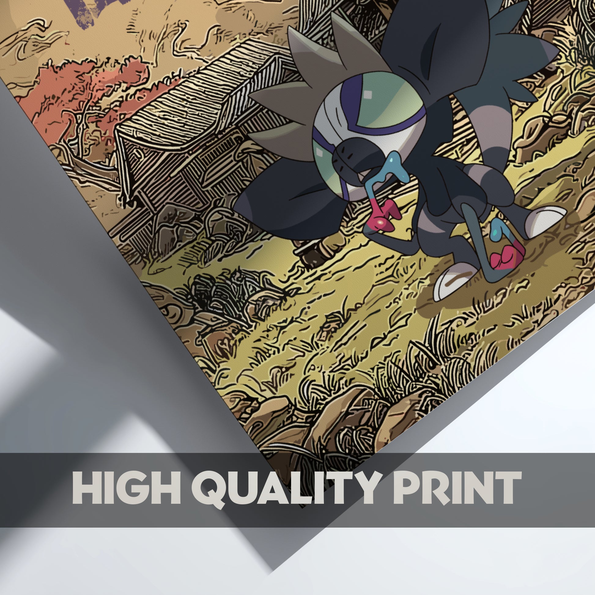 Grafaiai Pokemon character on a textured background with 'High Quality Print' text