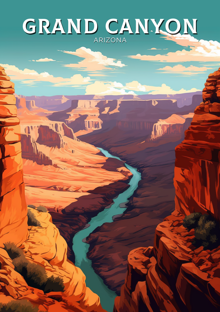 Grand Canyon Travel Print - Arizona Artwork