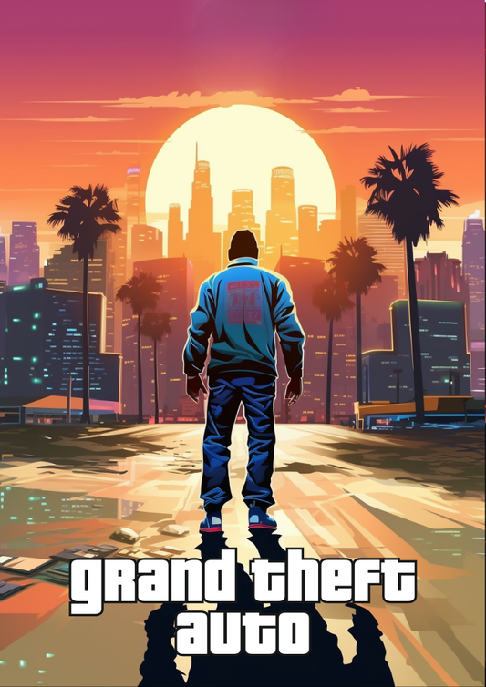 Affiche Grand Theft Auto – Décoration murale gaming pour les fans d'action en monde ouvert