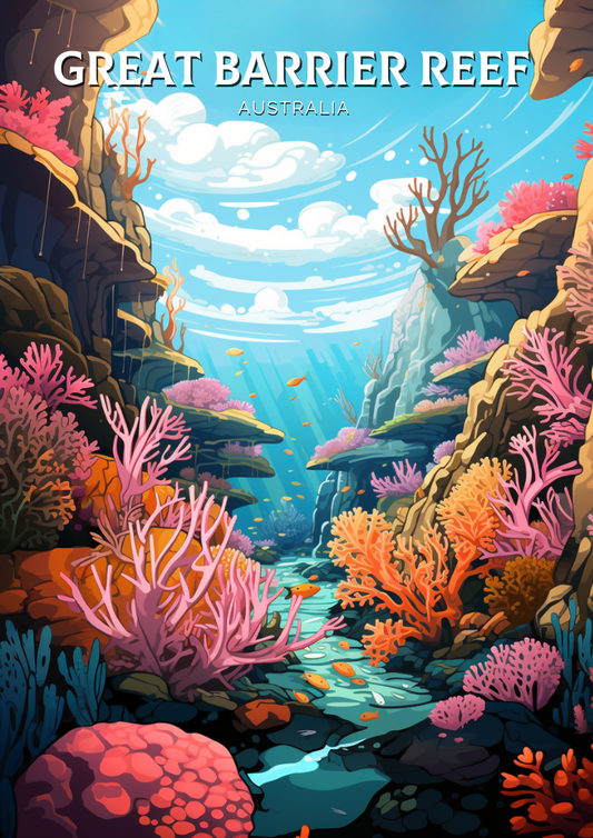 Affiche de voyage sur la Grande Barrière de corail - Wallart Australia