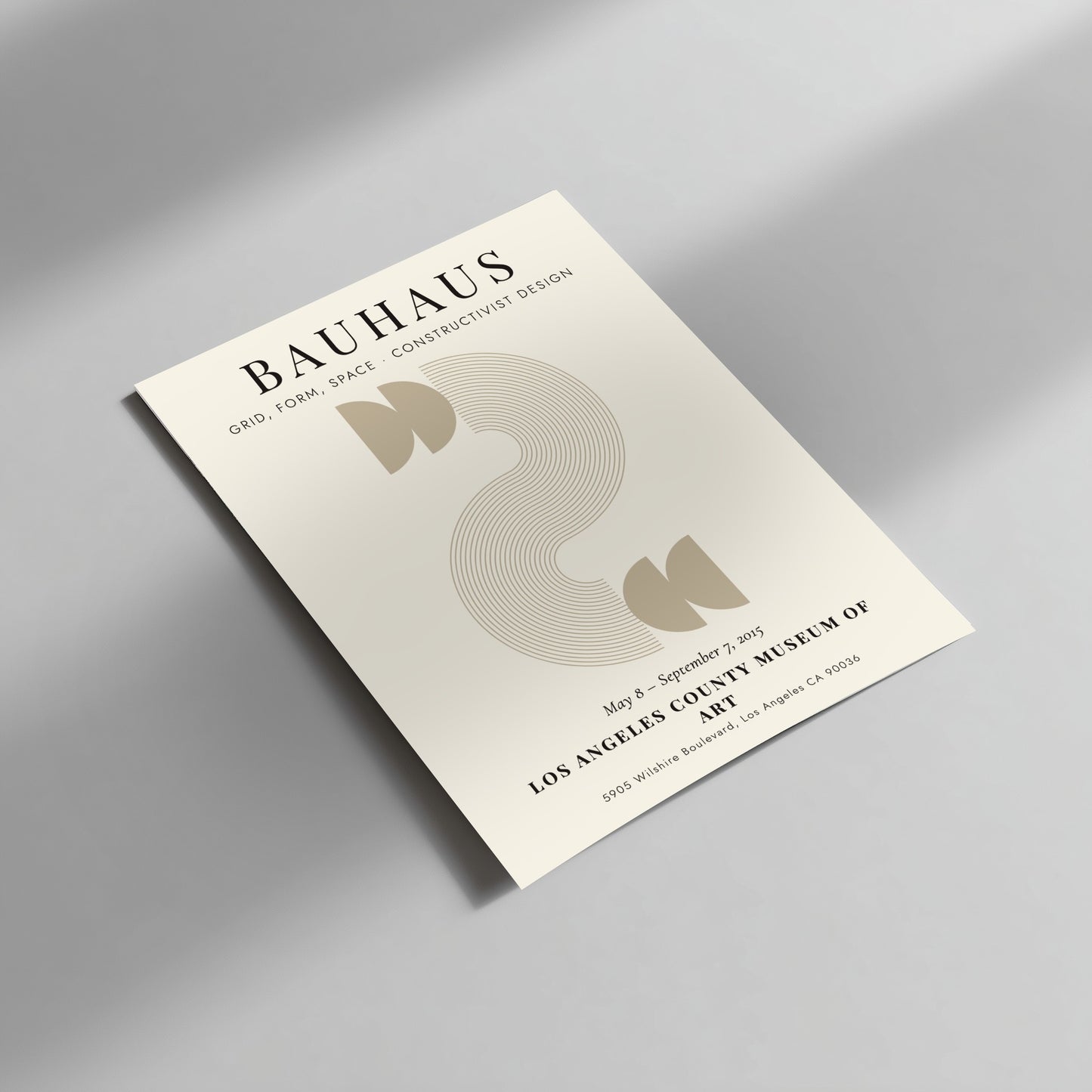 Bauhaus poster featuring constructivist design with geometric shapes and earthy tones.