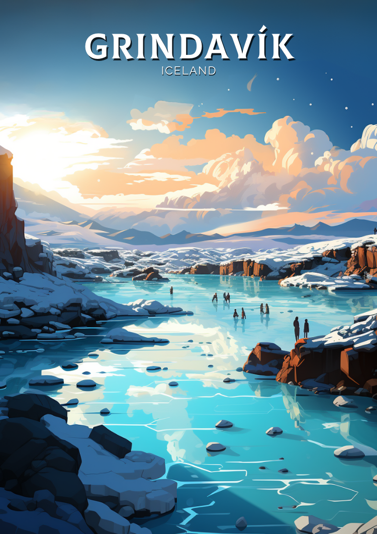 Grindavík Travel Print - Iceland Artwork