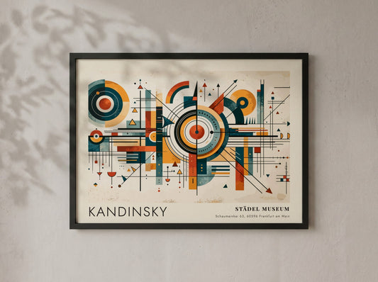 Wall art poster featuring Kandinsky Städel Museum text with geometric lines and abstract shapes.