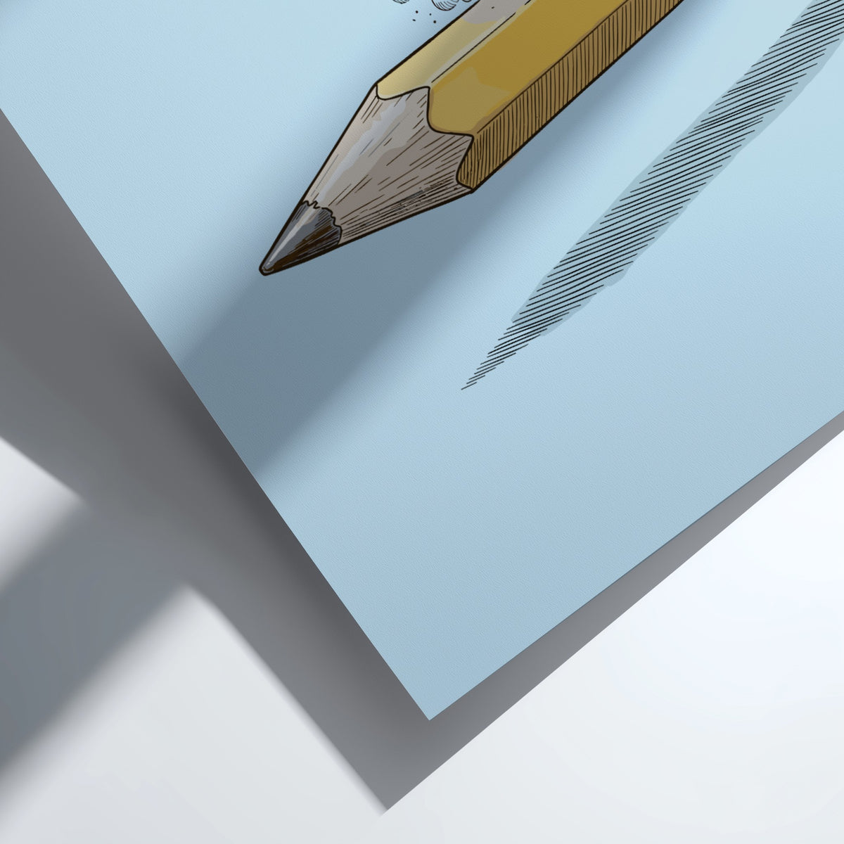 Poster featuring a gymnast performing a handstand on a giant yellow sharpened pencil