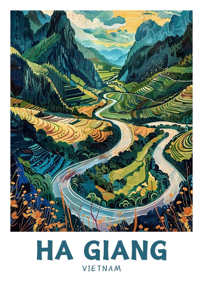 Ha Giang Travel Poster - Vintage Artwork