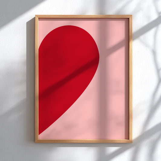 Minimalist Connection Modern Art - The Half Heart Pink Wall Print