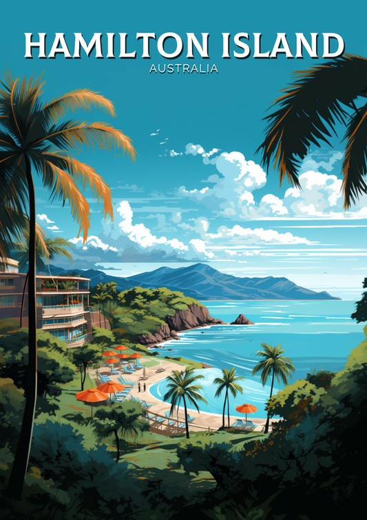 Affiche de voyage de l'île Hamilton - Wallart Australia