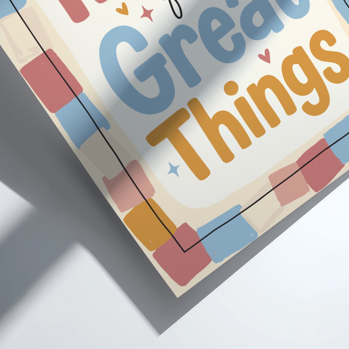 Kids room poster featuring hand-painted typography in warm colors, inspirational design for nursery decor.