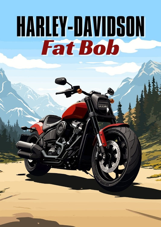 Affiche Harley-Davidson Fat Bob – Décoration murale de moto américaine